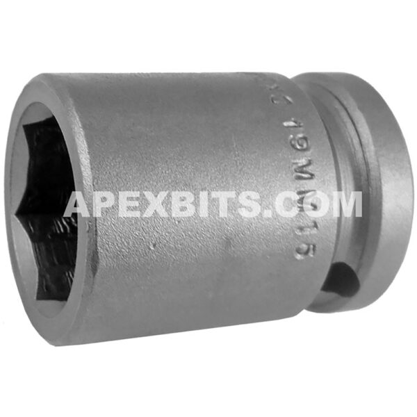 19MM15 Apex 19mm 6-Point Metric Standard Impact Socket, 1/2'' Square Drive
