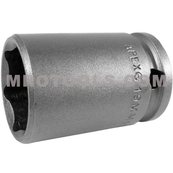19MM43 Apex 19mm 6-Point Metric Thin Wall Standard Impact Socket, 3/8'' Square Drive