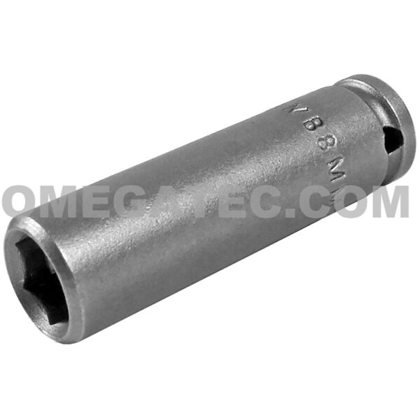 MB-8MM21 Apex 8mm 6-Point Magnetic Bolt Clearance Metric Long Impact Socket, 1/4'' Square Drive