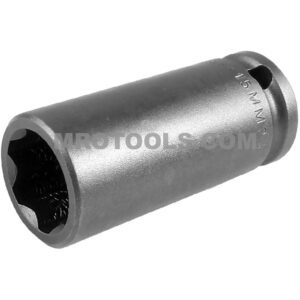 SF-15MM23 Apex 15mm 6-Point Surface Drive Metric Long Impact Socket, 3/8'' Square Drive